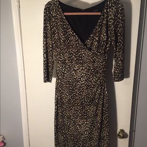 Adrianna Brown/Tan/Black, V neck, size 4 Dress